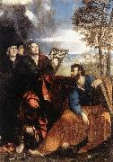 DOSSI, Dosso Sts John and Bartholomew with Donors ds oil on canvas